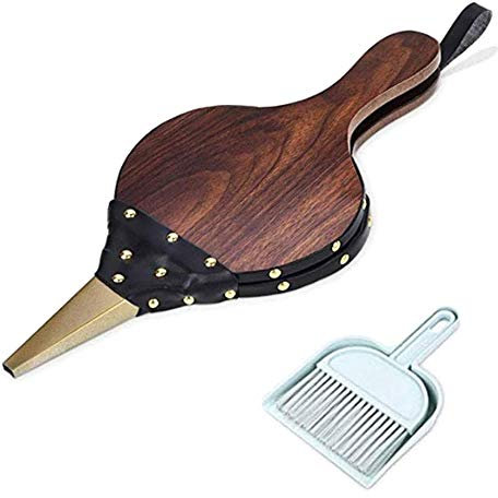 Mini Fireplace Wood Bellows, Manual Blower Leather Blower, Large Fireplace Bellows Wood Air Blower Fire Bellow Hand Bellow for Outdoor Camping Barbeque,39.88x18.03cm,B