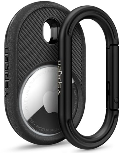 Caseology by Spigen Vault Fodral med Nyckelring Kompatibel med AirTag 2/1 (2026/2021) Karbinhake - Matt Svart
