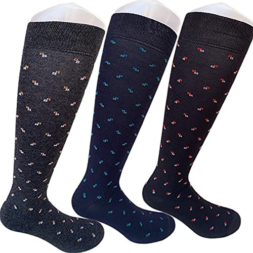 calze college 6 Paia Calze Lunghe Uomo a pois fantasia in Caldo Cotone Morbide di qualità 39-46 Made in Italy (Quadratini)