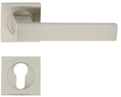 domino QUBIK-QR M9 - Set di cilindri profilati, con rosette quadrate PZ | Maniglia per porta della stanza, porta dell'ufficio, della cantina e della porta interna, accessori per porte in alluminio,