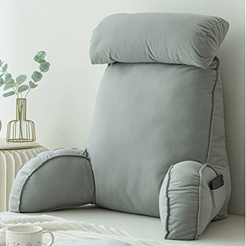 Cuscino da Lettura con braccioli,Cuscino di Supporto per la Schiena per Letto,Cuscini Lombare,Cuscino Schienale Divano,con Cuscino per Il Collo a Staccabile Rullo,75×40×50cm (Senza poggiatesta)