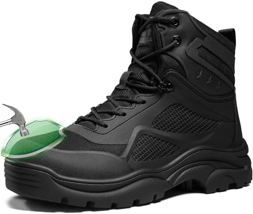 KGJIANDA Steel Toe Boots for Men Work Boots Men Construction Boot for Jobsite Breathable Anti Smash Footwear for Warehouse Anti Puncture Safety Indestructible Heavy Duty Boot for Industrial