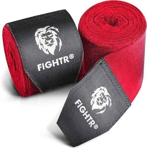 FIGHTR® Premium boxbandage för max. Stabilitet och säkerhet | 4 m halvelastiskt bandage med tumögla för lådor, MMA, Muay Thai – Box handbandage sport | Set med 2