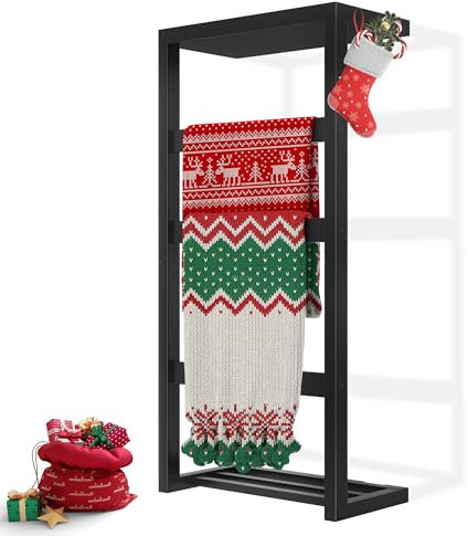 ADREMAN Bamboo Wall Blanket Ladder, 4-Tier Towel Racks, Blanket Holder with Anti-Slip Construction Home Decor, Decorative Blanket, Quilt, Towel, Scarf Ladder Shelves for Bathroom, Living Room, Bedroom