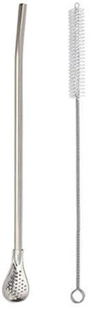 Bombilla Paglia – Cucchiaio di paglia, colino, agitatore, cucchiaio filtrato, cannuccia | 304 in acciaio inox, doppio uso, in acciaio inox – Bombilla cannucce per caffè, zuppa, tè sfuso