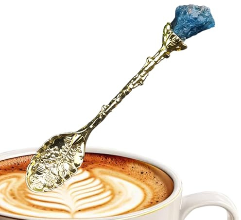 Retro kaffesked - dekorativa snidade dessertskedar, dekorativ tesked med