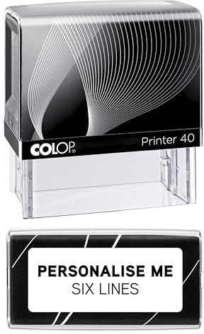 Personalised Custom Made Self-Inking Company Business Address Rubber Ink Stamp - 58mm x 22mm (Six Lines of Text)