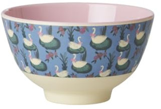 ReWu Rice Melamin-Schale klein 300 ml mit Schwanen-Print - bruchsicher, BPA-frei & spülmaschinenfest