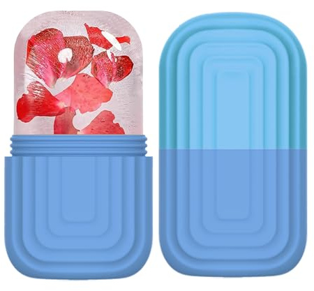 Ice Roller Visage et Yeux, Glacon Visage Roll en Silicone, Outil de Soin Anti Cernes et Massage Facial, Gua Sha Glacé Réutilisable pour Réduction du Gonflement, Hydratation, Cadeau pour Femmes