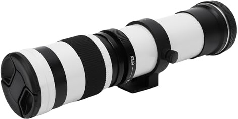 Annadue Lente de Teleobjetivo de 800 Mm para el Montaje RF, Lente de Enfoque Manual de 420-800 Mm F8.3, con Recubrimiento MC para Fotografía de Pájaros Lunares (White)