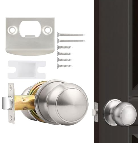 Genérico Set Di Serratura Per Porta Esterno | Maniglia Di Ingresso - Hardware Senza Chiavi Con Piastra Di Chiusura Per Esterno Interno Casa Sicurezza Camera Da