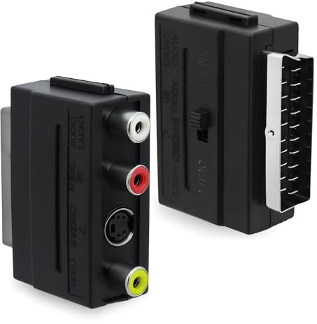 Dupoem Adaptateur SCART vers 3X RCA Entrée/Sortie + Connecteur Audio AV S-Vidéo S-VHS avec Commutateur Entrée/Sortie pour Une Transmission Audio et Vidéo Optimale, Adapté aux Équipements AV