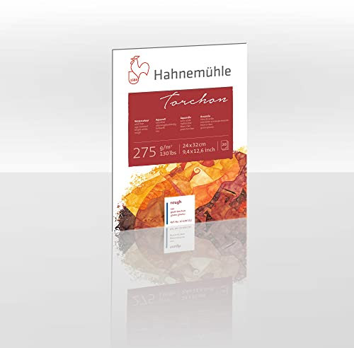 Hahnemühle Torchon, raues Aquarellpapier, 275 g/m², raue grobe Leinenstruktur, hellweiß, 20 Blatt, 24x32cm