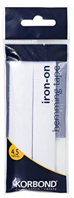 KORBOND White Iron Hemming Tape 4.5m x 2cm – Hem Tape Iron On for Trousers, Webbing Tape for Seam and Hemming Web – No Sewing Required Sewing Tape for Quick Repairs on Jeans, School Clothes