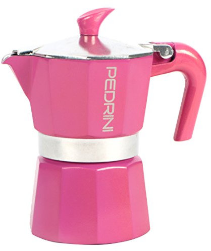 Pedrini Glitter Caffettiera, Alluminio Verniciato, Rosa, 3 Tazze