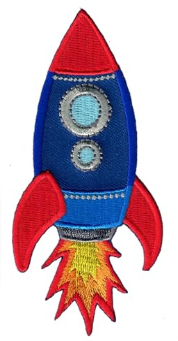 PatchMommy Rakete Aufnäher zum Aufbügeln – Hochwertig Bestickt, Waschbar – 9 x 4.25 cm – Für Jacken & Rucksäcke