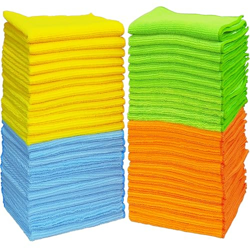 Simple Houseware Microfiber Cleaning Cloth 50 Pack, 12 x 16, 4 Colors