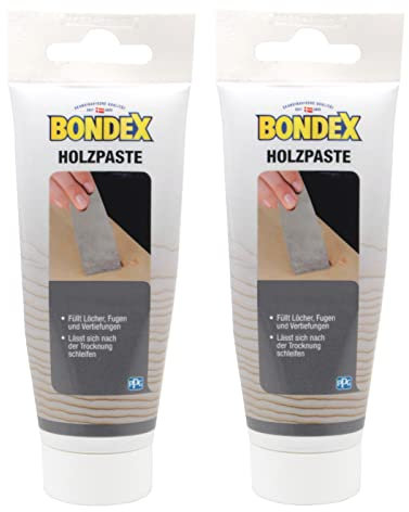 Bondex Holzpaste Holzkitt Reparaturpaste zum ausbessern von Risse Löcher Kratzer Laminat Parkett Möbel und Holz 2x 120g (nussbaum)