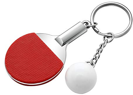 KENYG Personlig present Bordtennis nyckelring kreativ metall nyckelringar handgjord sport smycken rapport, Röd, En storlek, Personlig