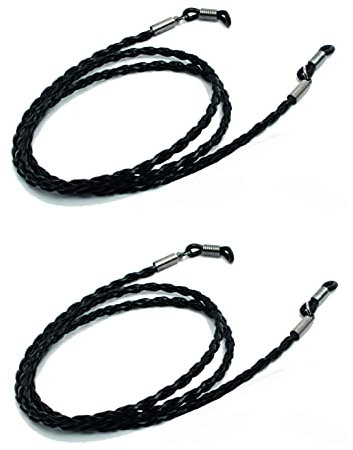 GERNEO® - DAS ORIGINAL - Premium Leder Brillenband & Brillenkordel - geflochten - Doppelpack (2x Mythosschwarz) - Glattlederoptik für Lesebrille & Sonnenbrille