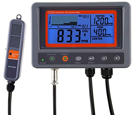 GAIN EXPRESS Digital CO2 koldioxid IAQ monitorstyrenhet med reläfunktion 4,5 m kabel NDIR-avkänningssond för grönt hus hem, kontor, fabrik
