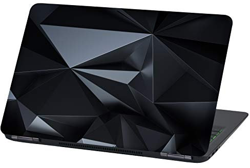 Laptop Folie Cover Abstrakt Klebefolie Notebook Aufkleber Schutzhülle selbstklebend Vinyl Skin Sticker (LP52 Polygon Schwarz, 15 Zoll)