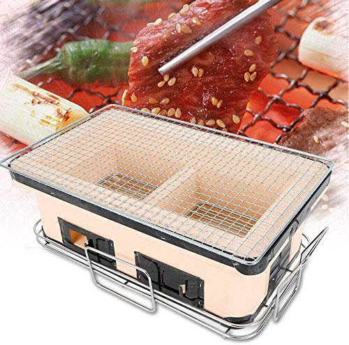 UIGJIOG Holzkohle-Tischgrill BBQ Japanischer Yakitori-Grill-Tischgrill Koreaner Keramik-Holzkohlegrill Poröser Keramikgrill-Grill Für Party-Startseite 48X28x22cm
