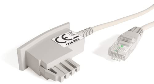 COXBOX 1 m DSL Kabel Fritzbox, Speedport, Easybox - TAE Kabel RJ45 weiß - VDSL ADSL WLAN Router-Kabel mit galvanischer Signatur für effektiven Schutz vor Störeinflüssen