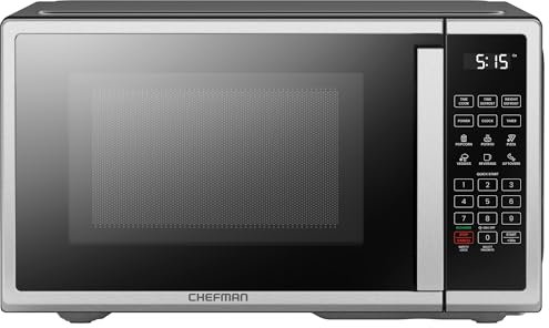 Chefman Countertop Microwave Oven 0.9 Cu. Ft. Digital Stainless Steel Microwave 900 Watt with 6 Presets, Eco Mode, Mute Option, Memory Function, Child Safety Lock, Kitchen, Home, Dorm Essentials