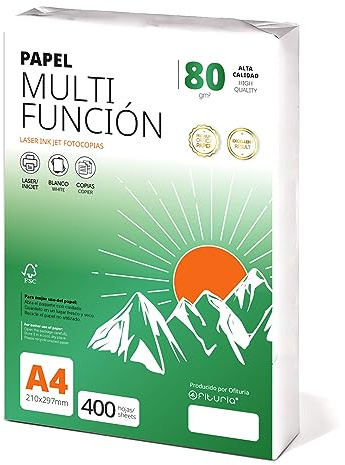 Folios a4 80gr 400 hojas, Papel Multiusos para Impresora, Folios para Impresoras Láser y de Inyección, Fotocopiadora, Para uso Oficina, Material Escolar, Paquete de folios - Ofituria (80gr, 400h)