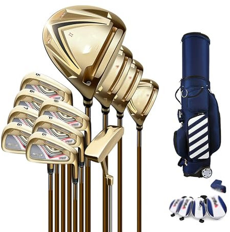 Set Completo Di 12 Mazze Da Golf Da Uomo, Set Di Mazze Da Golf, Sacca For Palline Da Golf Standard E Mazze Da Golf For Destrimani, Set Completo For Principianti, Asta In Carbonio, Oro