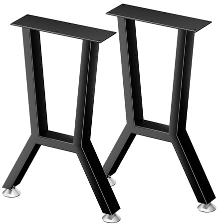Teneyu Set of 2 Metal Table Legs 16 inch Height Coffee Table Legs Bench Table Legs for DIY Desk Legs with Adjustable Leveling Glides Ottoman Furniture Legs Easy Install Matte Black Finish