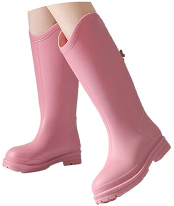 Bottes en caoutchouc légères pour femme - Bottines plates antidérapantes confortables avec talon - Bottes de travail d'extérieur respirantes - Bottes de pluie hautes en caoutchouc