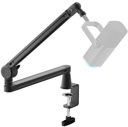 Low Profile Mic Arm, Microphone Boom Arm, Full Aluminum Adjustable Mic Stand with Desk Clamp, 360° Rotatable Heavy Duty Microphone Stand for Streaming, Podcasting, Recording