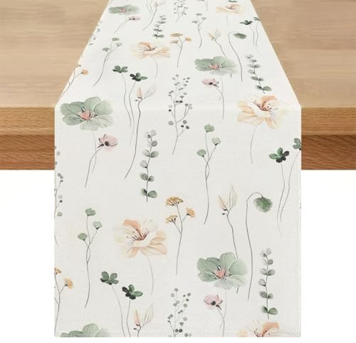 Bordslöpare modern vår sommar 40 x 200 tvättbar lantlig stil linne bord löpare växter blommor bordsduk dekoration natur kök matbord dekoration för vardagsrum utomhus fest utomhus