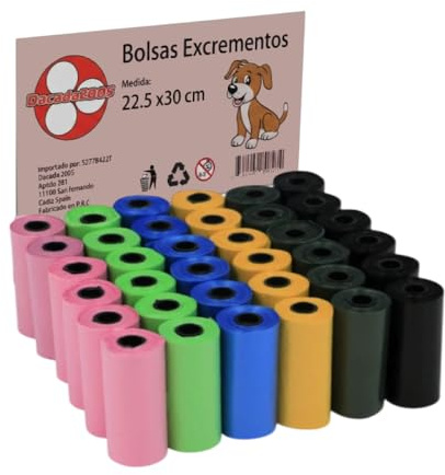 Dacada 2005 600PCS 1200PCS Bolsas para Excrementos de Perro, 5 Colores, Extra Resistentes y Antigoteo, Perfectas para Pasear Mascotas (600)