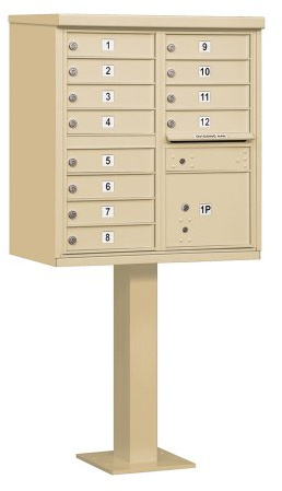 Salsbury Industries 3312SAN-U Cluster Box Unit with Pedestal, 12 A Size Doors Type II Sandstone and USPS Access
