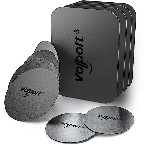volport Metal Plate for Phone Magnet, 10 Pack MagicPlate with Adhesive Replacement for Magnetic Phone Car Mount Holder & Cradle & Stand (Vent/CD/Windshield/Dashboard) - Rectangle and Round