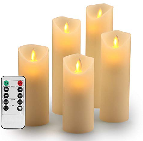 OSHINE Candele LED, Candele batteria –Natale Senza Fiamma Candele Decorative: Classiche Candele Cilindriche in Vera Cera da 5.5”,6”, 6.5”, 7” e 8” con Fiamma LED in Movimento e Telecomando da Timer