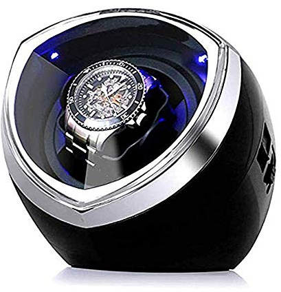 ZFF Soltero Automático Cajas Giratorias para Relojes con Temporizador Inteligente Control Y Luz LED, Motor Silencioso y 4 Modos Rotación, Negro