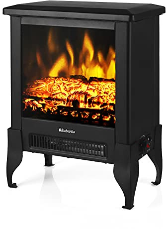 TURBRO Suburbs TS17 Compact Electric Fireplace Stove, Freestanding Stove Heater with Realistic Flame - CSA Certified - Overheating Safety Protection - for Small Spaces - 17 1400W