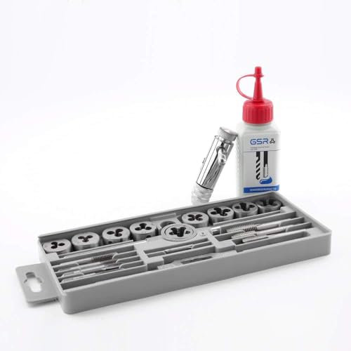 GSR Gewindeschneid Set HSS, Gewindeschneider Satz 20-tlg. Werkzeughalter M3-M10 und Gewindeschneidpaste 100ml