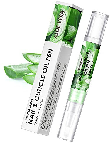 Lagunamoon Cuticle Oil Pen for Nail Care, 5ml Nail Oil Pen with Natural Ingredients to Moisturize and Nourish Dry Nails and Cuticles, Cuticle Oil to Prevent Nail Cracking and Hangnails, Aloe Vera
