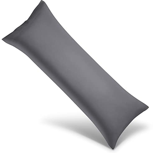 WishSmile Funda de Almohada Larga refrescante para el Cuerpo, Transpirable, Fresca, Sedosa, Suave, de rayón derivado de Tela de bambú, Agradable al Cabello y la Piel, Color Gris Oscuro, 1 Paquete, 20