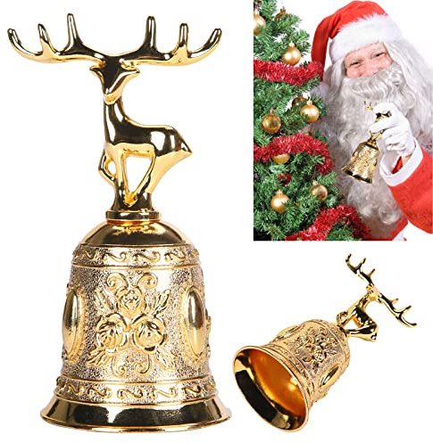 EKKONG Weihnachten Handglocke, Traditionelle Vintage Gold Tischglocke Rufglocke Weihnachtsglocke Rezeptionsglocke für Schule, Abendessen am Empfang Hotelservice Meditationsgebet Haustiere