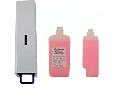 Seifenspender Kunststoff weiß INKLUSIVE Seifencreme 500 ml (Seife rosa, 1 Flasche)