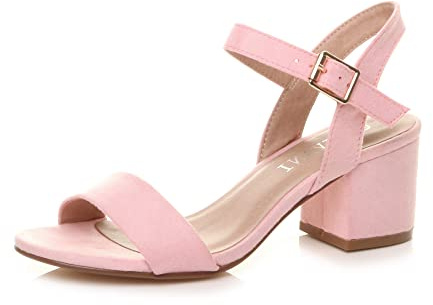 AJVANI women low block heel peep toe ankle strap strappy party sandals size 7 40