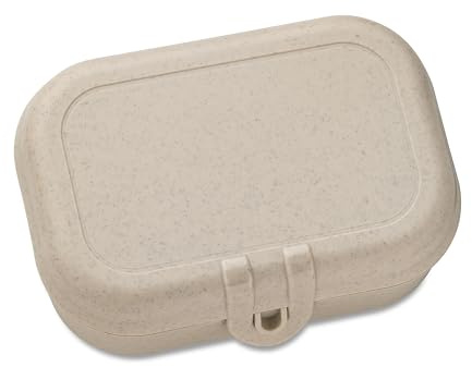 Koziol PASCAL S & L Lunchbox | Brotdose mit Clipverschluss & herausnehmbarem Trennsteg | biozirkulärer Kunststoff, bruchfest, spülmaschinengeeignet | Kindergarten Schule Büro (nature desert sand, S)