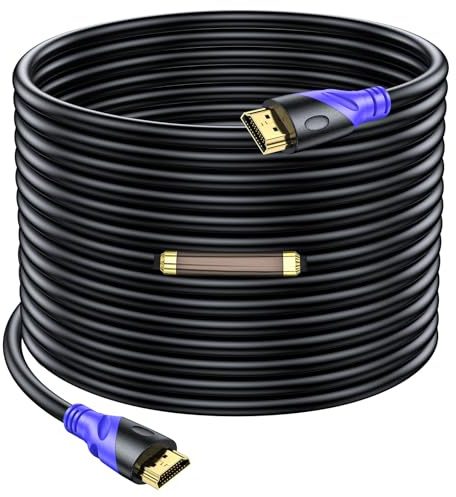 Rommisie Cable HDMI 4K/60HZ 25M (HDMI 2.0,18Gbps) Conectores chapados en oro de ultra alta velocidad, Retorno de audio Ethernet, Video 4K, FullHD1080p 3D Compatible con Playstation Arc PC HDTV
