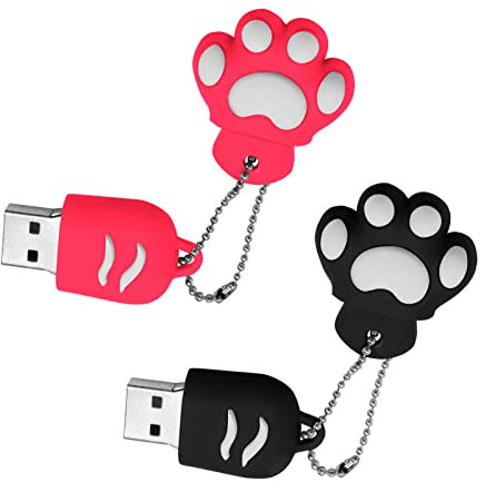 Chiavetta USB 64GB, 2 Pezzi Pendrive USB Flash Drive 64GB Interessante Cat Paw USB 2.0 Pennetta Cute Cartoon Penna Stick USB Memory Regali per PC, Laptop, Tablet Ecc (Nero Rosa)